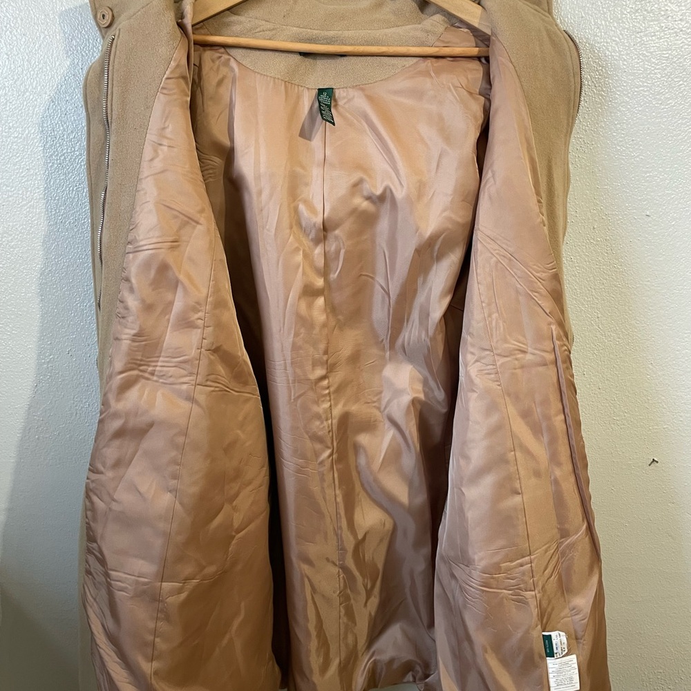 VTG Lauren Ralph Lauren Wool Cashmere Toggle Duffle Coat Womens Sz 12 Hooded Lng - Picture 5 of 16